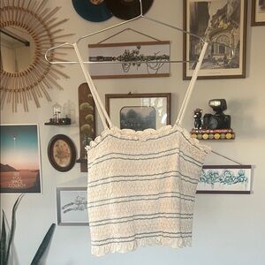 American Eagle Women's Cropped Smocked Tank Top